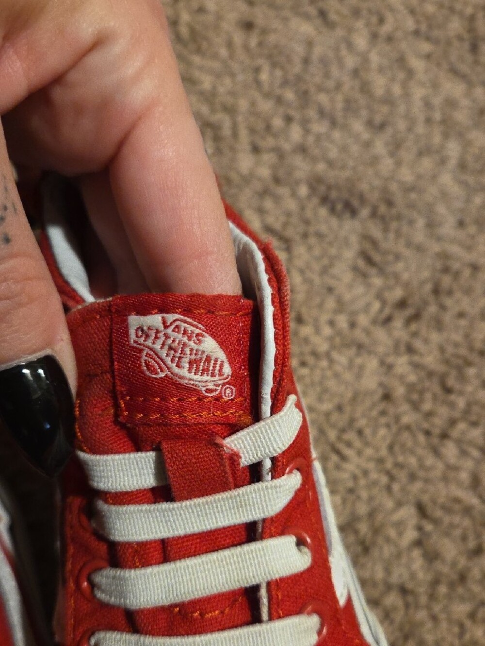 Kids Red High-Top Canvas Sneakers with White Accent - Picture 2 of 5